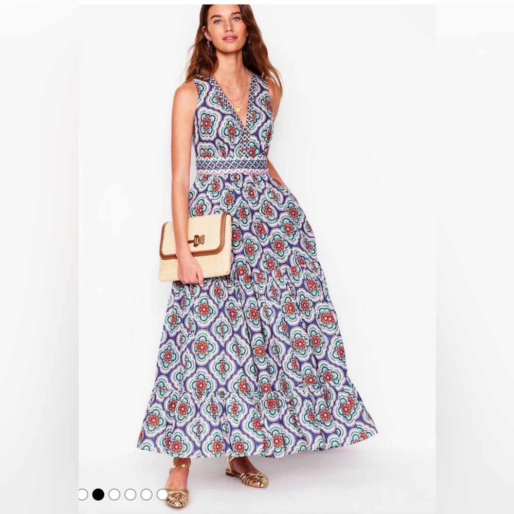 Boden Green Serena cotton tie maxi dress NWT - Picture 4 of 8